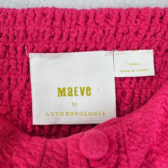 Maeve By Anthropologie Mini Dress Womens S‎ Pink Puff Sleeve Cotton Wedding - Picture 8 of 12